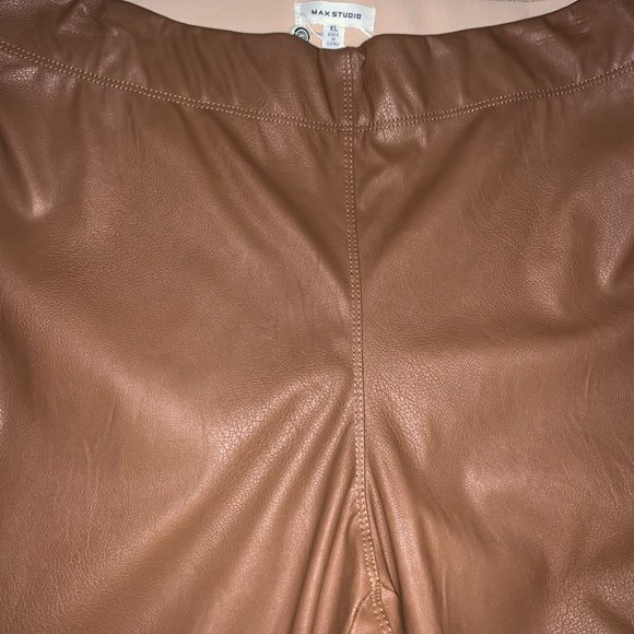 MAX STUDIO BROWN FAUX LEATHER PANTS SIZE XL - Picture 3 of 3